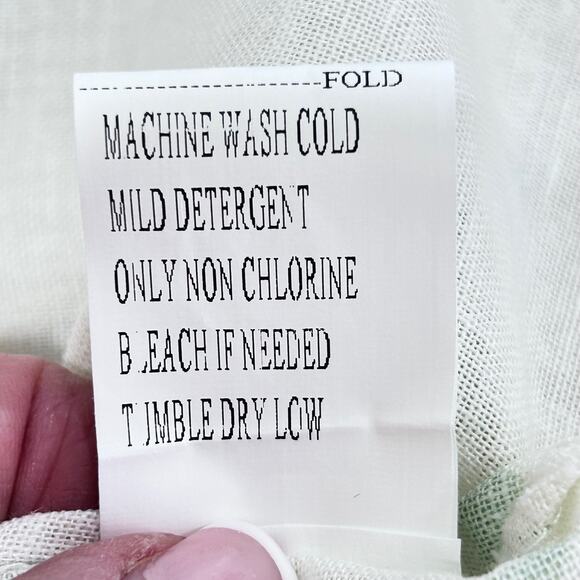 Kaktus Italy 100% Linen Floral Notched V Ruffle Neck Tunic Top Womens Large - Picture 9 of 9